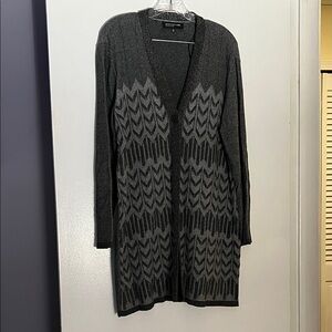 New York & Company Dark Gray Chevron Cardigan